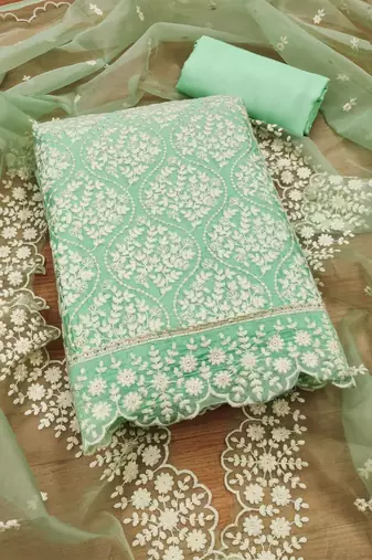 floral embroidered unstitched dress material