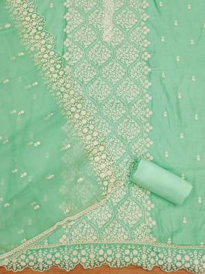 floral embroidered unstitched dress material 3