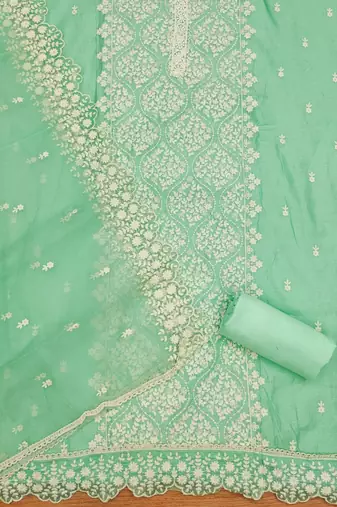 floral embroidered unstitched dress material