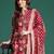 Burgundy printed pure cotton kurta trouser dupatta set