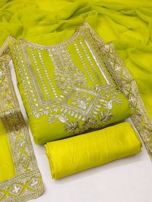 floral embroidered sequinned unstitched dress material 2