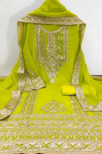 floral embroidered sequinned unstitched dress material