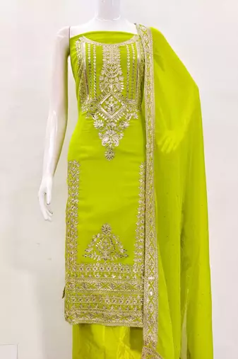 floral embroidered sequinned unstitched dress material