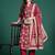 Burgundy printed pure cotton kurta trouser dupatta set