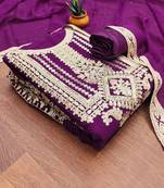 ethnic motifs embroidered sequinned georgette unstitched dress material