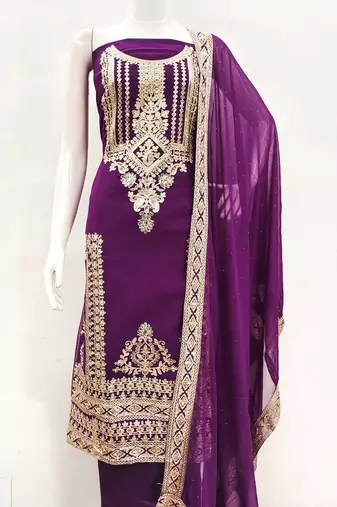 ethnic motifs embroidered sequinned georgette unstitched dress material
