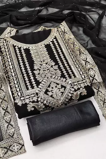 floral embroidered sequinned unstitched dress material