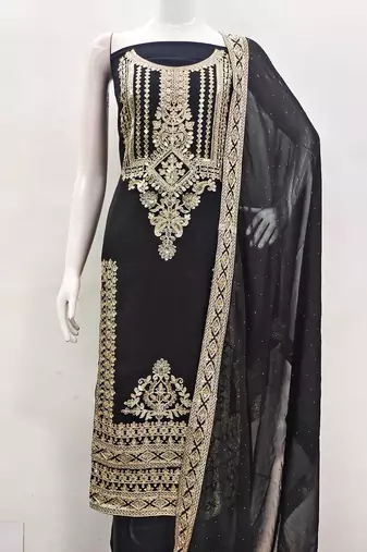 floral embroidered sequinned unstitched dress material
