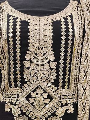 floral embroidered sequinned unstitched dress material 5