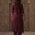 Burgundy embroidered liva kurta trouser dupatta set