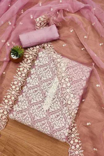 floral embroidered unstitched dress material