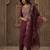 Burgundy embroidered liva kurta trouser dupatta set
