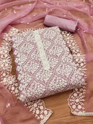 floral embroidered unstitched dress material 2