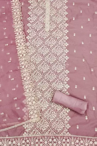 floral embroidered unstitched dress material