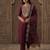 Burgundy embroidered liva kurta trouser dupatta set