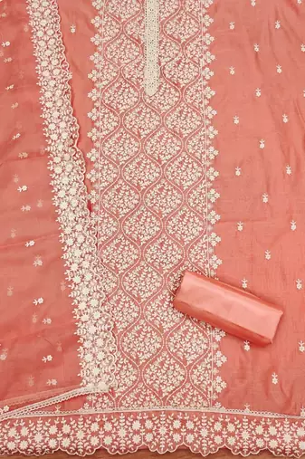 floral embroidered unstitched dress material