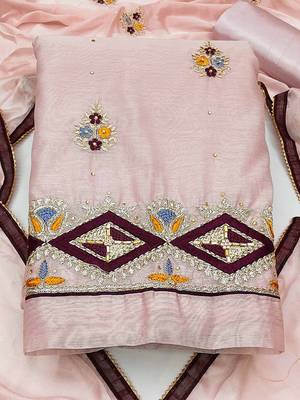 embroidered unstitched dress material 2