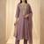 Lavender embroidered silk blend kurta trouser dupatta set