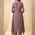 Lavender embroidered silk blend kurta trouser dupatta set