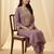 Lavender embroidered silk blend kurta trouser dupatta set