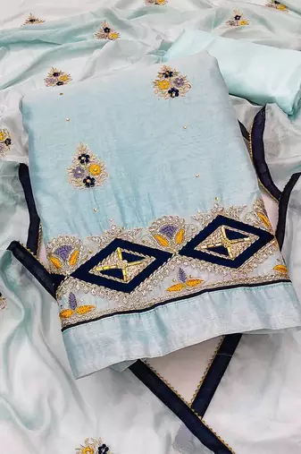 embroidered unstitched dress material