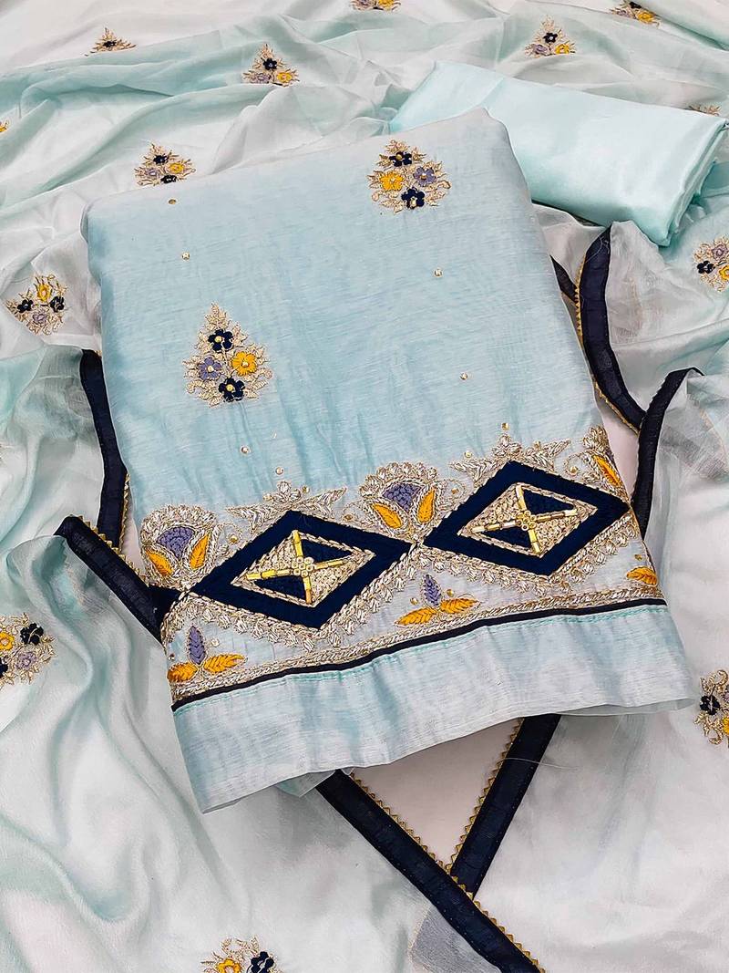 Embroidered Unstitched Dress Material