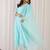 Blue embroidered liva kurta trouser dupatta set