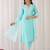 Blue embroidered liva kurta trouser dupatta set