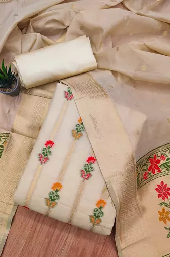 floral woven design unstitched dress material