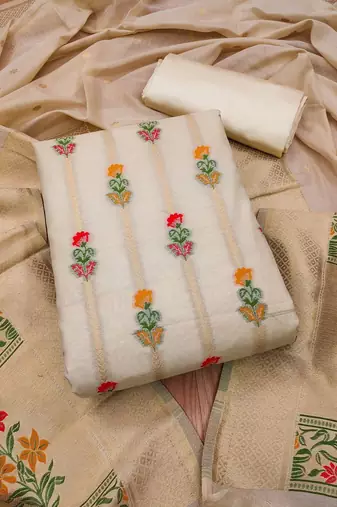 floral woven design unstitched dress material