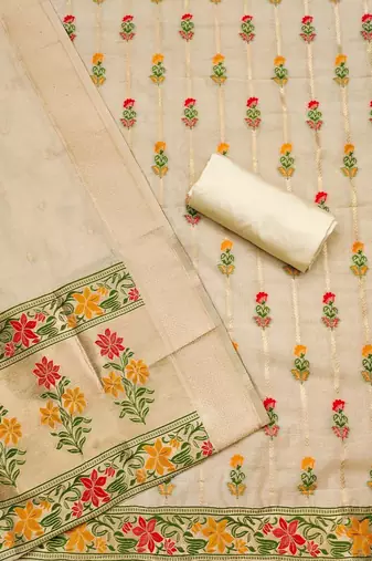 floral woven design unstitched dress material