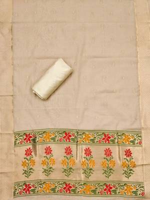 floral woven design unstitched dress material 4