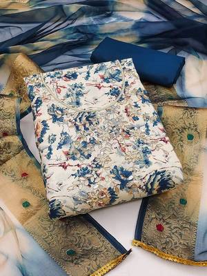 floral printed gotta patti unstitched dress material 1