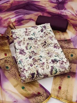 floral printed unstitched dress material 1