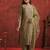 Green embroidered silk blend kurta trouser dupatta set