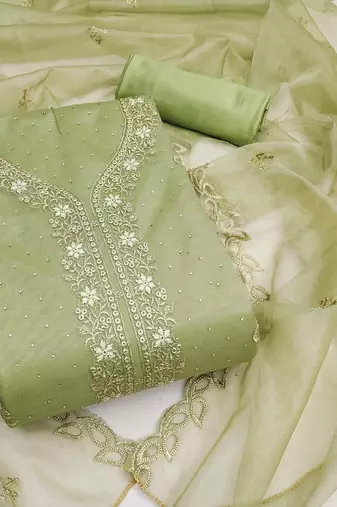 embroidered organza unstitched dress material