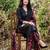 Black solid pure cotton kurta trouser dupatta set