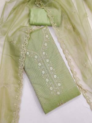 embroidered organza unstitched dress material 2