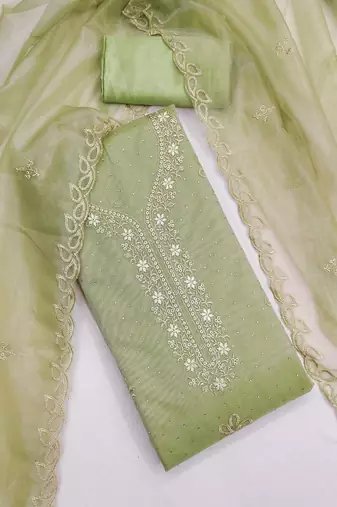 embroidered organza unstitched dress material
