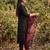 Black solid pure cotton kurta trouser dupatta set