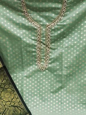 Woven Design Embroidered Beads & Stones Unstitched Dress Material 2