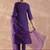 Purple embroidered silk blend kurta trouser dupatta set