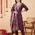 Purple embroidered silk blend kurta trouser dupatta set