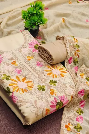 embroidered unstitched dress material