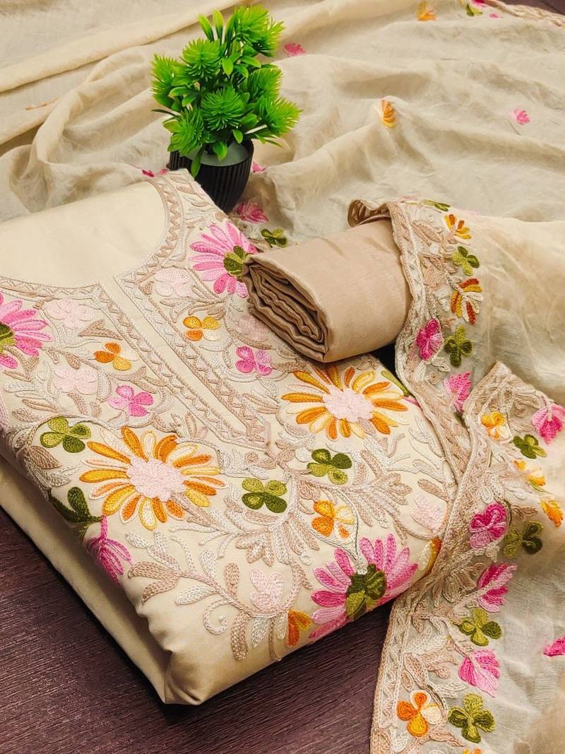 Embroidered Unstitched Dress Material