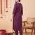 Purple embroidered silk blend kurta trouser dupatta set