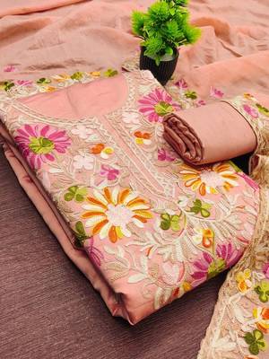 embroidered unstitched dress material 1