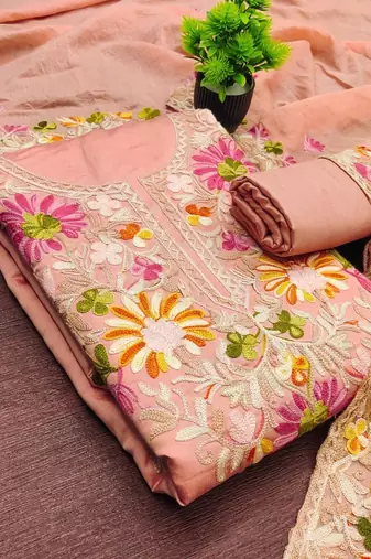 embroidered unstitched dress material