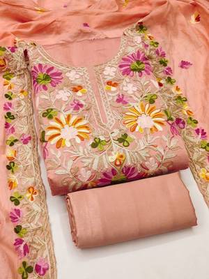 embroidered unstitched dress material 2
