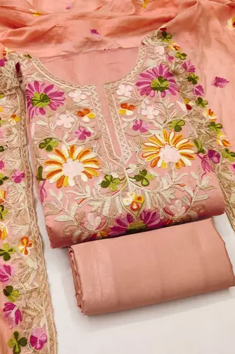 embroidered unstitched dress material